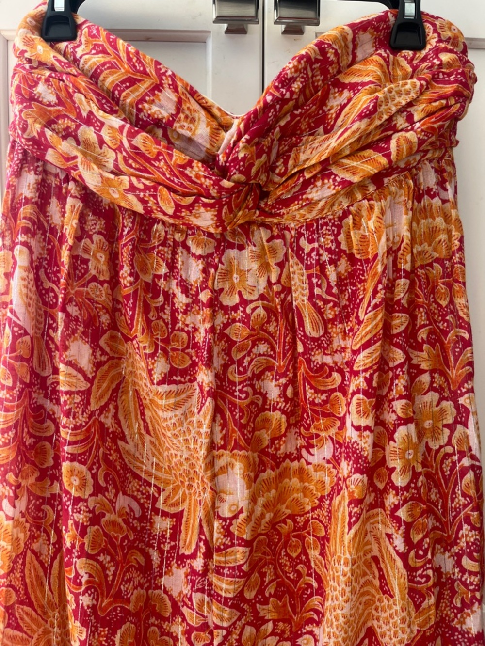 Anthropologie harem paisley floral metallic strapless jumpsuit size m - Picture 5 of 9
